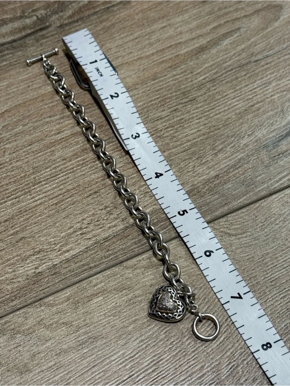 Judith Jack Heart Toggle Bracelet 925 Sterling Silver Diamond 14K Gold Vintage